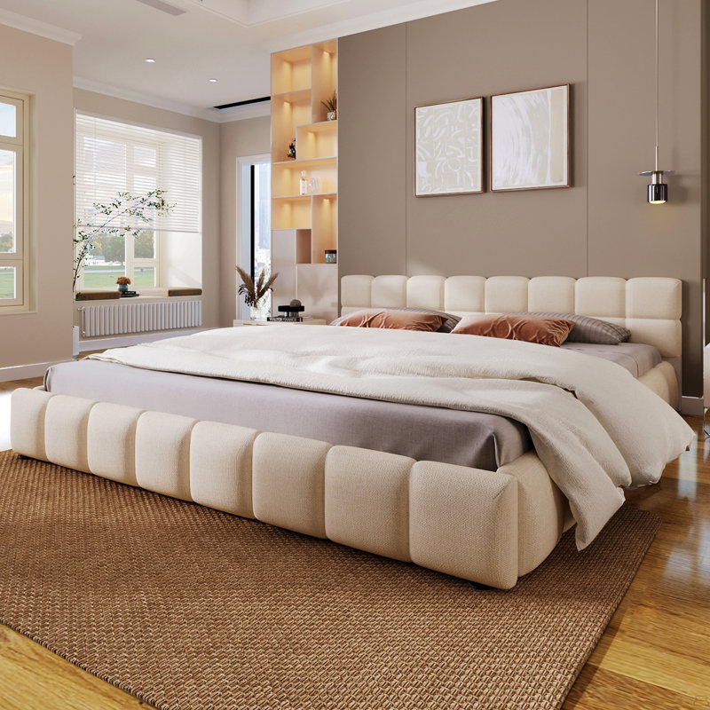 Lit tapissier en chenille, très grand, Beige