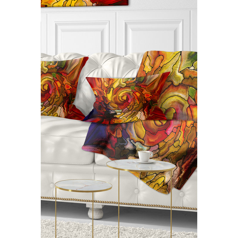 Illusions de vitrail - coussin imprimé abstrait, Rectangulaire, 12 po x 20 po