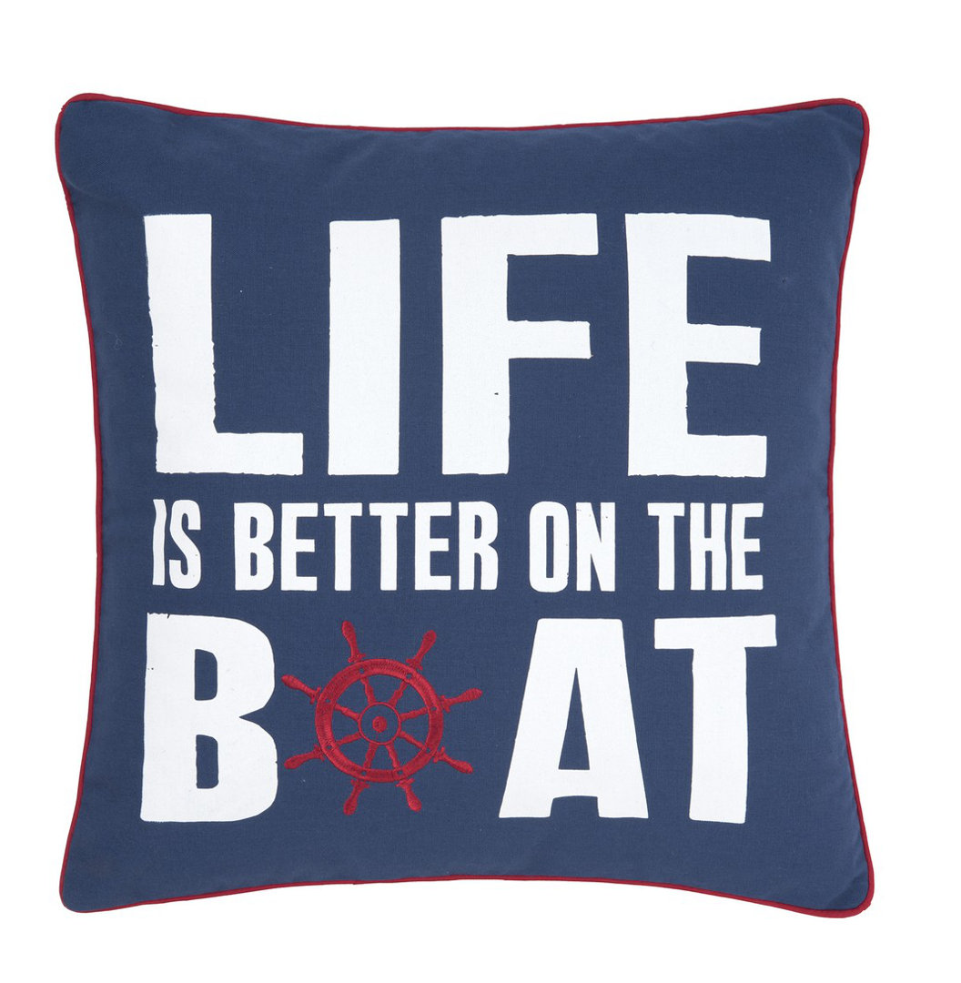 Better On The Boat Printed and Embroidered Throw Pillow C&F Home