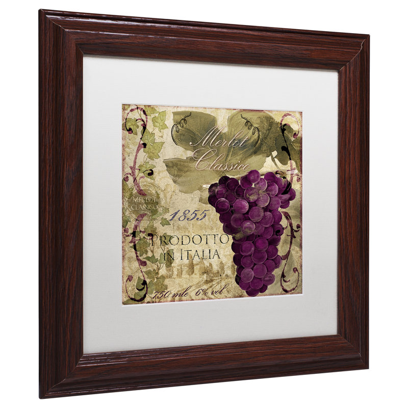 « vino italiano i » par la pâtisserie couleur, affiche rétro encadrée, H 16 po x l 16 po x P 0,5 po, Cadre brun, Noir