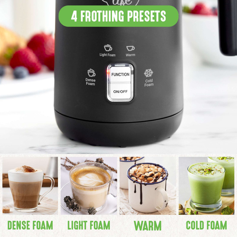 White Ceramic 10oz Electric Milk Frother with 4-in-1 Function