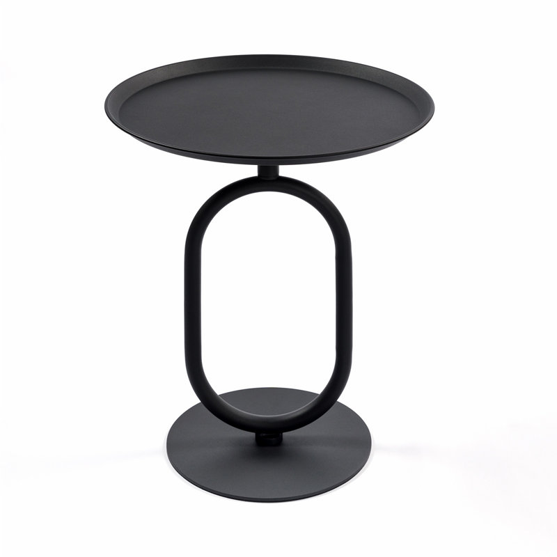 Lantern-shaped Metal Coffee Table, 24" H x 17.7" L x 17.7" W, Matte Black