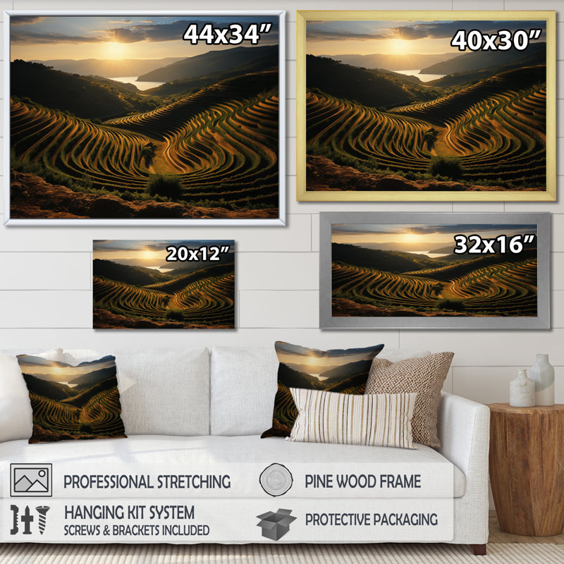 «Scenic Dynamic Vineyard I», reproduction d'art sur toile, H 12 po x l 20 po x P 1 po, Toile tendue