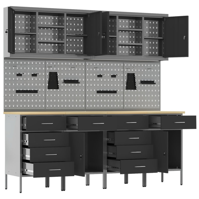 Set Of 8 Steel Medium Height-Adjustable, Black
