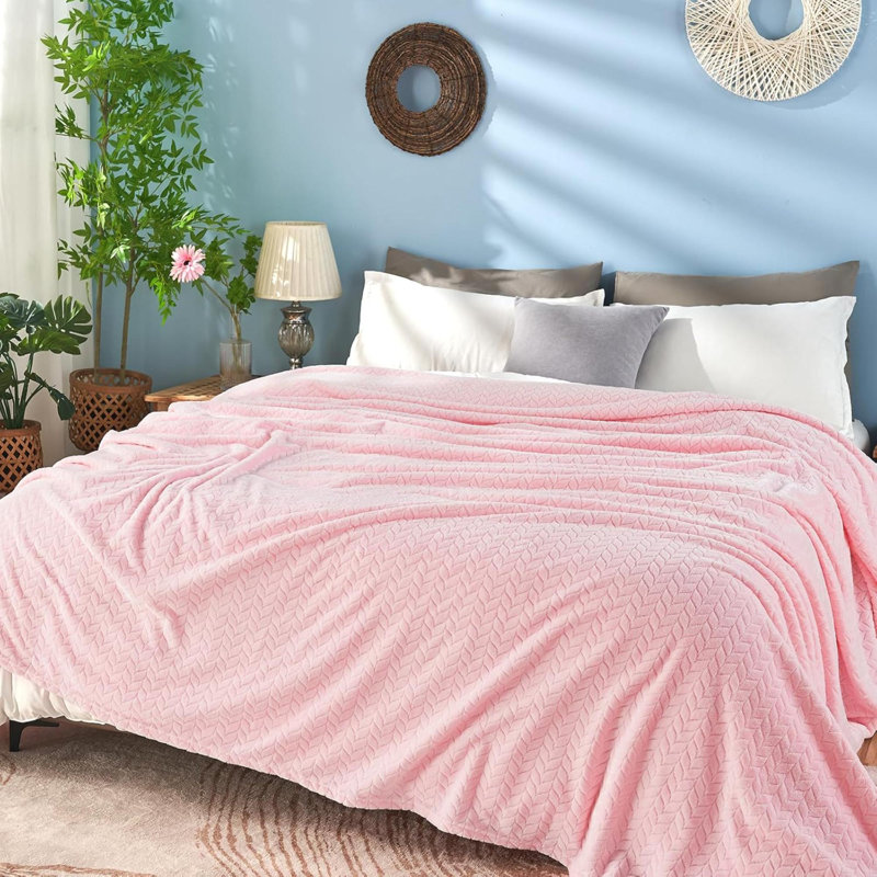 Jeté en molleton doux, doux et confortable, L 16 po x L 99 po, Rose