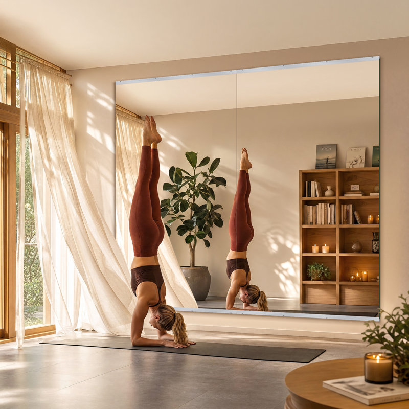 Home Gym Wall Mirror, Large 84" x 46" Frameless Tempered Glass Mirror Full Length Mirror Dance Studio Mirror(Set of 3), 3