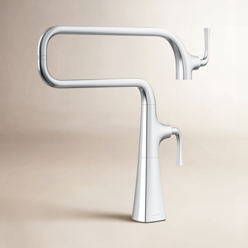 Graze Deck-Mount Pot Filler Faucet, Polished Chrome
