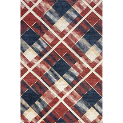 Anastasia High-Low Plaid Area Rug