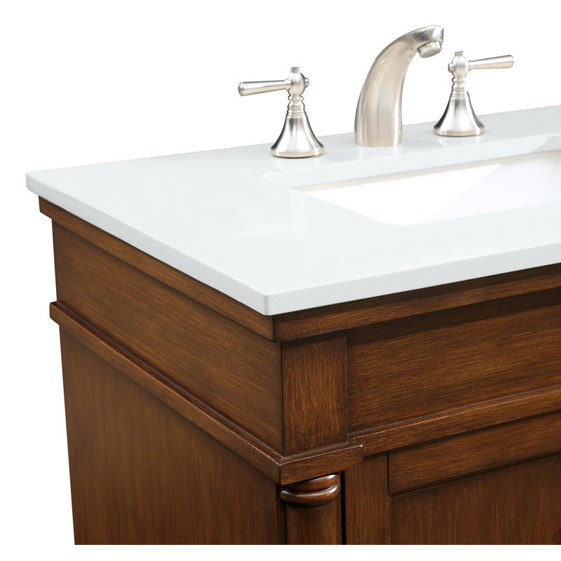 Lexington 30'' Single Bathroom Vanity with Top, Walnut, Ivory White