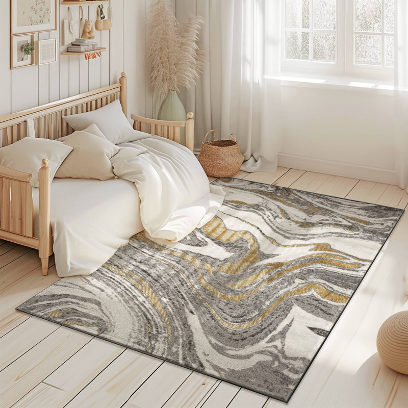 Tapis moderne abstrait abstrait Tabernash, Rectangle 7 pi 10 po x 10 pi 10 po
