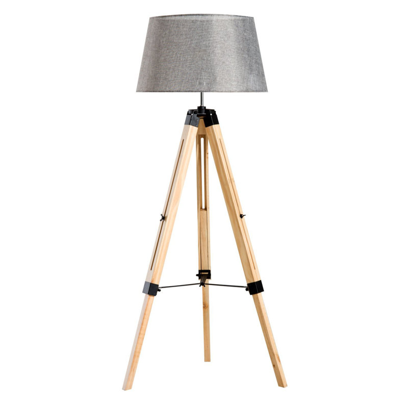 Mesquite 99cm Natural Tripod Floor Lamp, Grey
