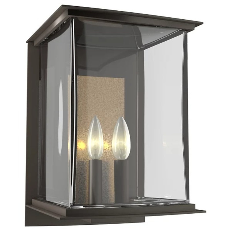 Kingston 7" Outdoor Wall Lantern, Translucent Soft Gold, Coastal Black, 12.1'' H X 7'' W X 7.2'' D