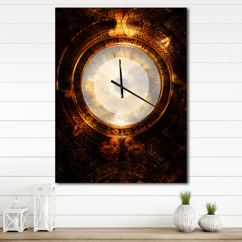Ancient Mayan Calendar Collage - Modern wall clock, 32" H x 24" W x 1" D