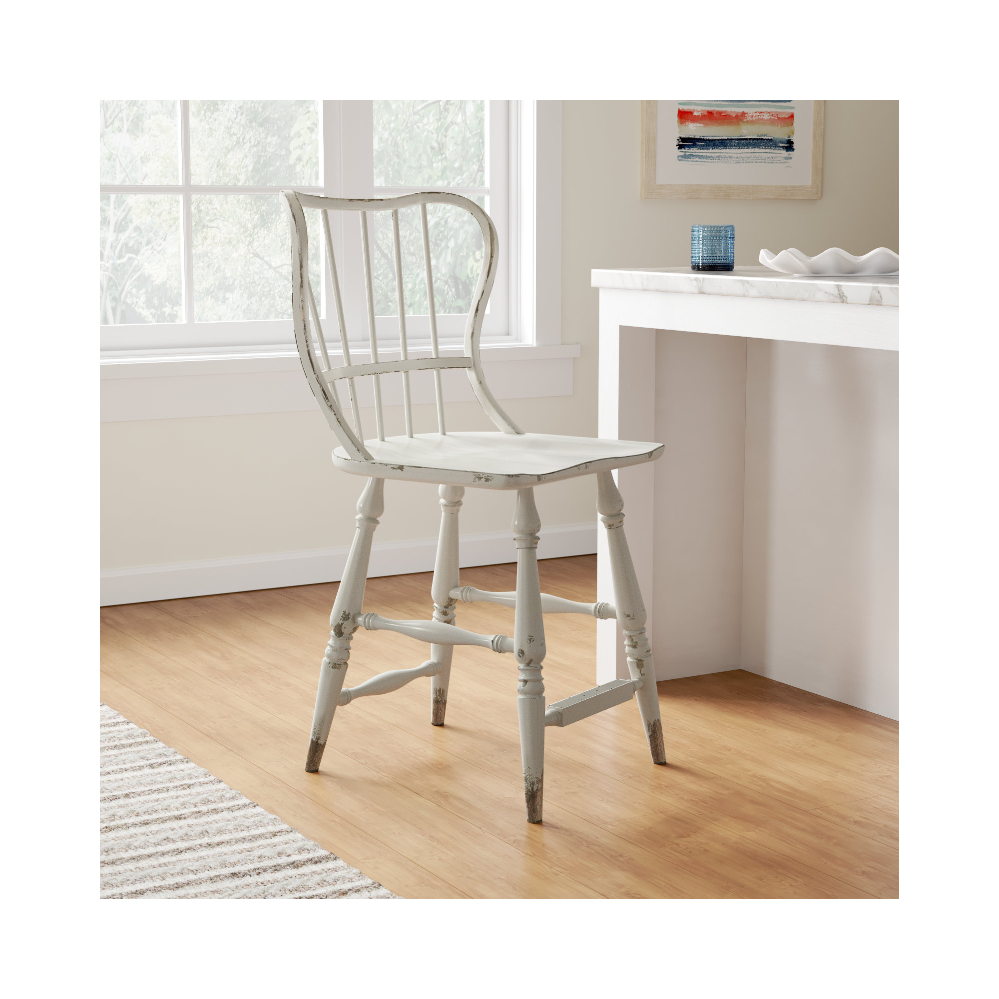 Chamberlain Stool, White, Counter Stool (24" Seat Height)