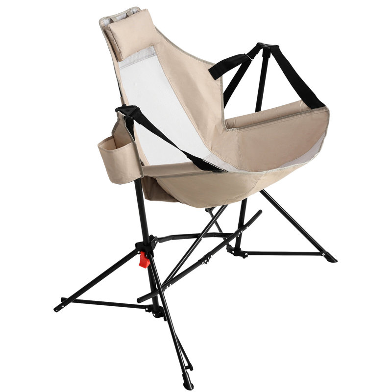Chaise de camping pliable et portable pour le plaisir en plein air - Chaise berçante pliante kaki dans la cour