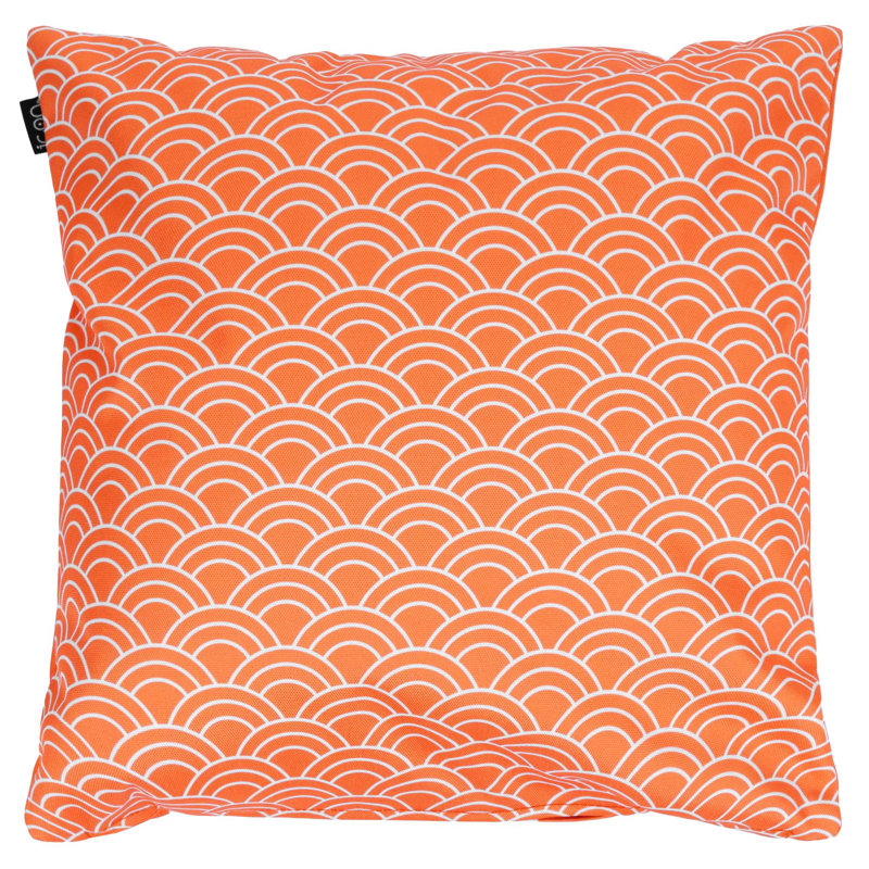 Indoor / Outdoor Square Throw Cushion, Orange/White Striped