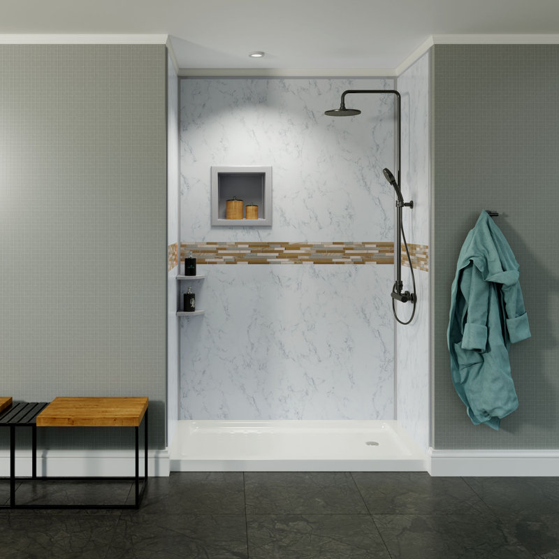 Paroi de douche à trois panneaux H 96 po x P 48 po