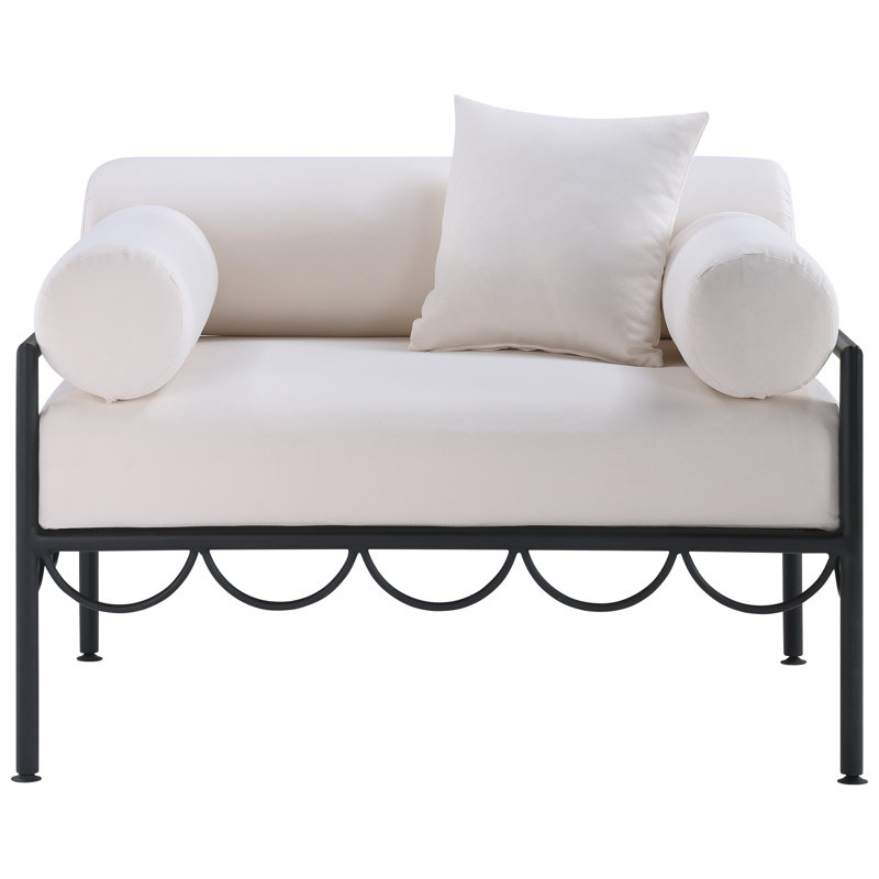 Chaise d'extérieur rembourrée Chmura, Crème, crème, Noir