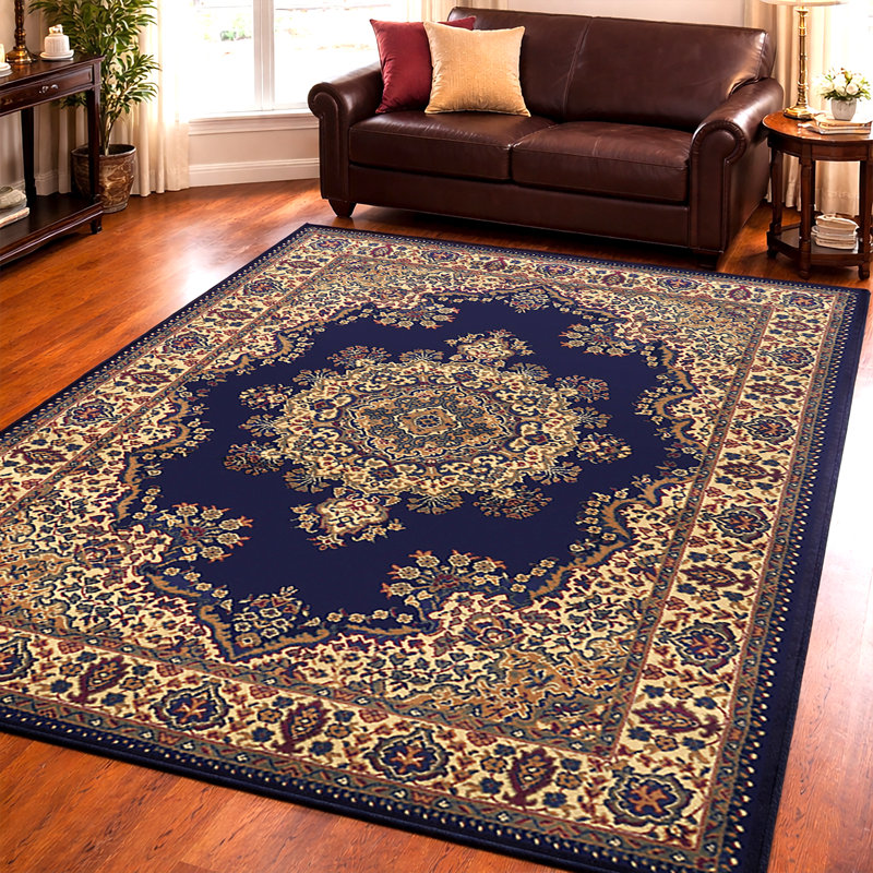 Northington Navy Traditional Oriental Medallion Area Rug, Rectangle 5'5" x 7'7"