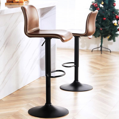 Lolar Swivel Upholstered Adjustable Height Counter Stool with Metal Frame
