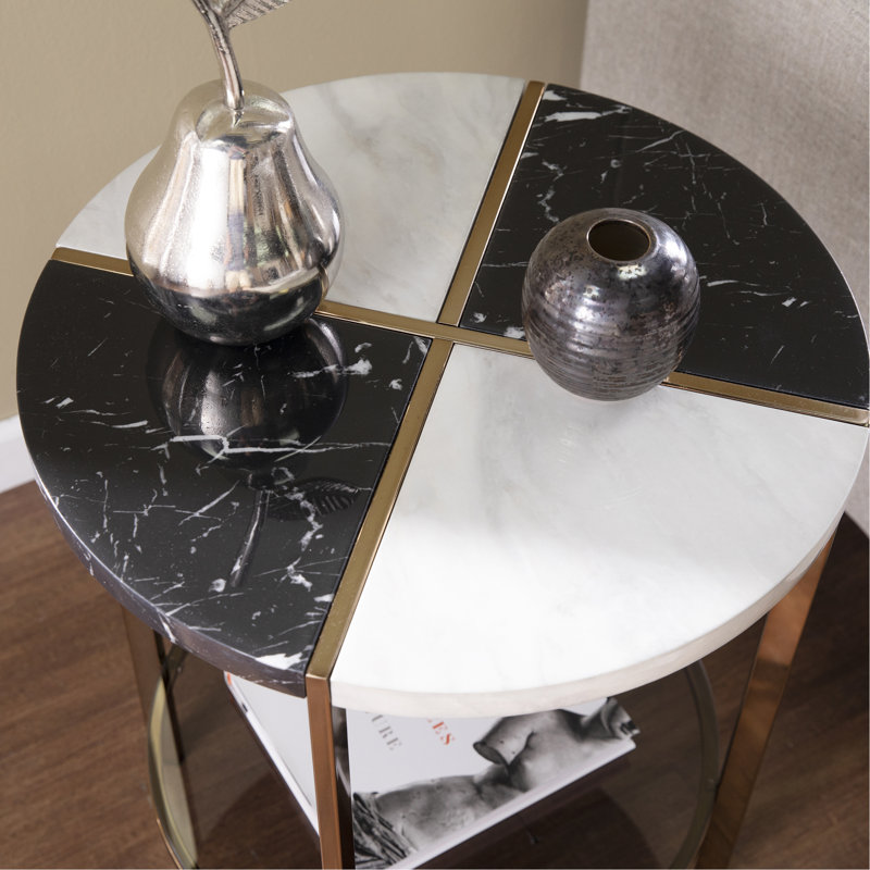 Round Faux Marble End Table