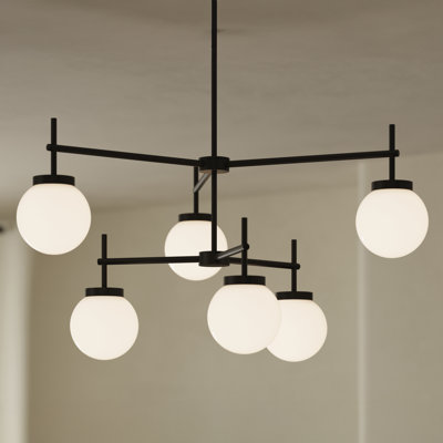 Rigsby Six-Light Matte Black Two-Tier Chandelier