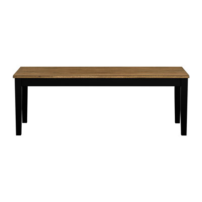 Banc en bois à 2 tons de finition brun noir, design moderne, 48 po de long, capacité de 250 lb x 16,5 po x 17,5 po, pieds, siège, salle à manger