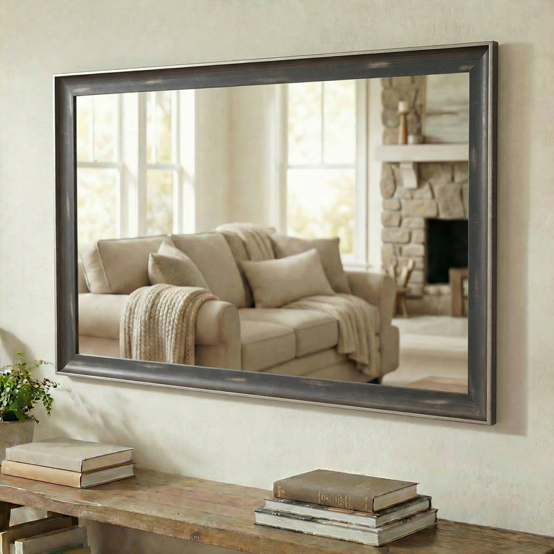 Miroir avec cadre de sécurité Warren, Étain antique, 34 po x 44 po