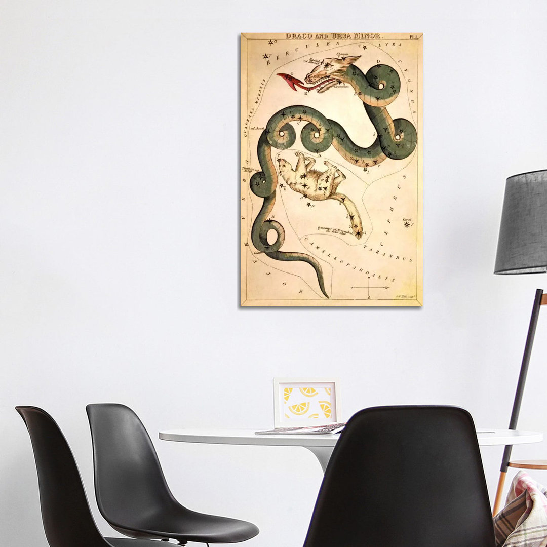 Draco And Ursa Minor by Sidney Hall - Wrapped Canvas Print