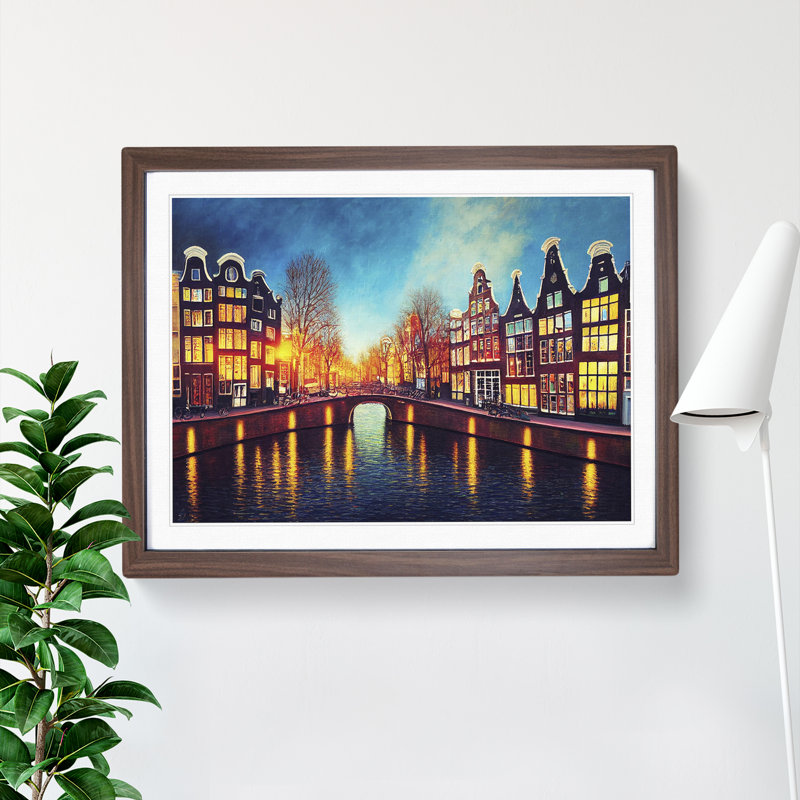 Amsterdam Canal Art Painting - Framed Print