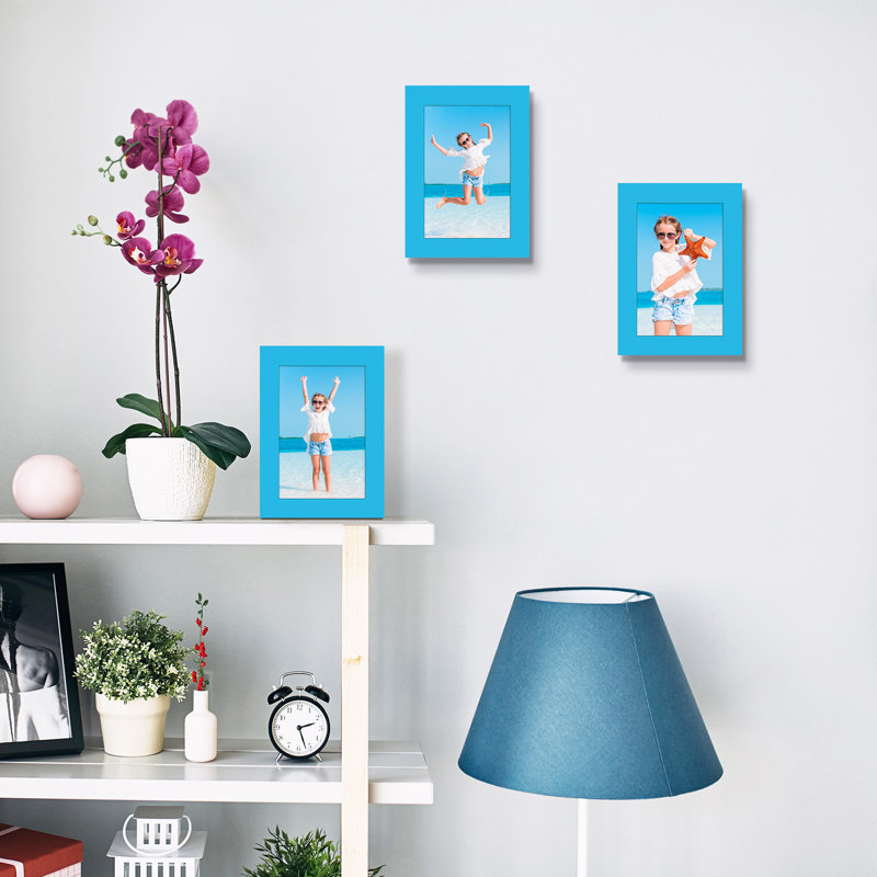 Cadre photo collage, ensemble de 3, Bleu, L 4 po x H 6 po