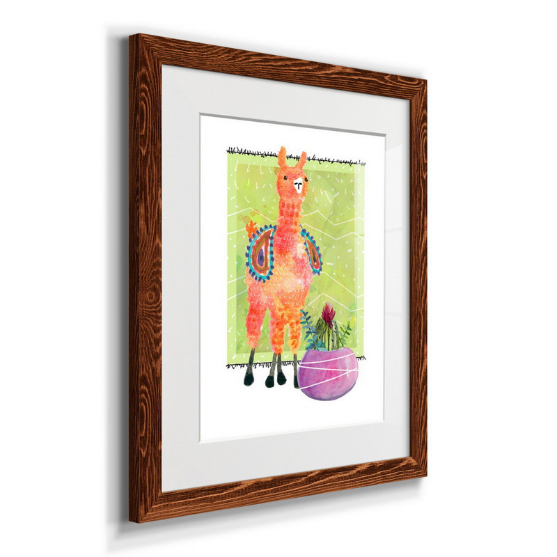 «Lovely Llama I», reproduction d'art sur papier encadré, H 20 po x l 17 po x P 1,5 po, Érable