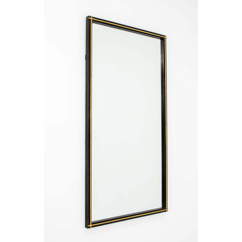 Lele Flat Metal Wall Mirror, Black/Gold