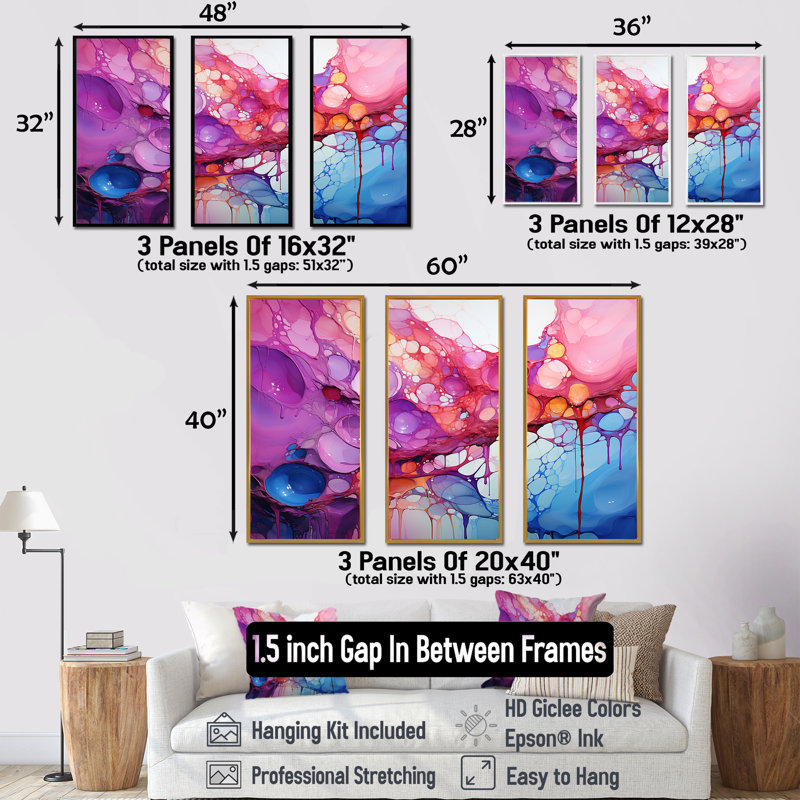 Bushong - ensemble de peinture sur toile, Cadre flottant noir, H 32 po x l 48 po x P 1 po