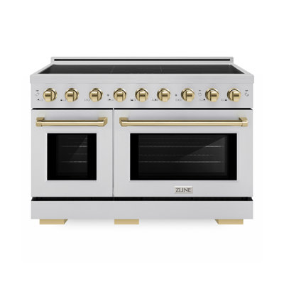 ZLINE Autograph 48 in. Paramount Induction Range with 7 Elements and Polished Gold Accents