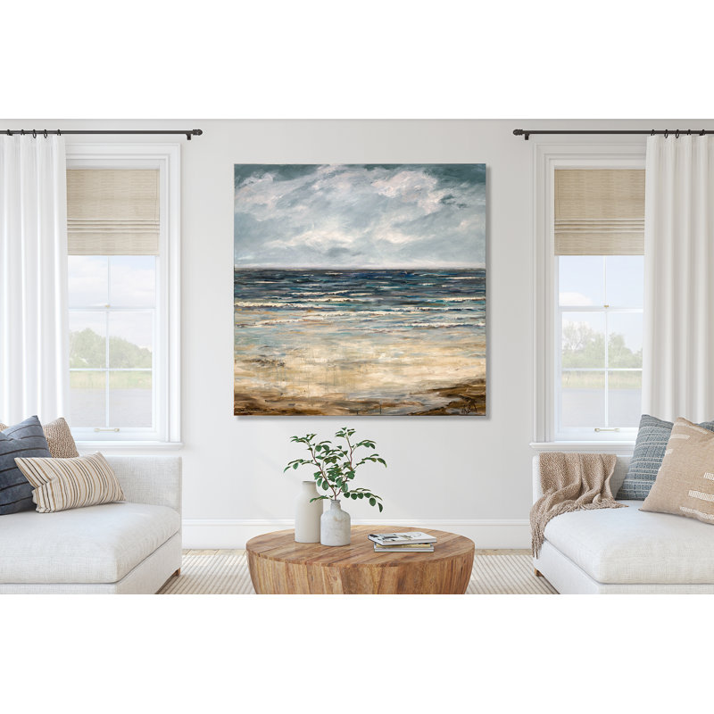 Emerald Sea - Artist Enhanced Canvas Print, Brown Framed Canvas, 40" H x 40" W x 1.75" D