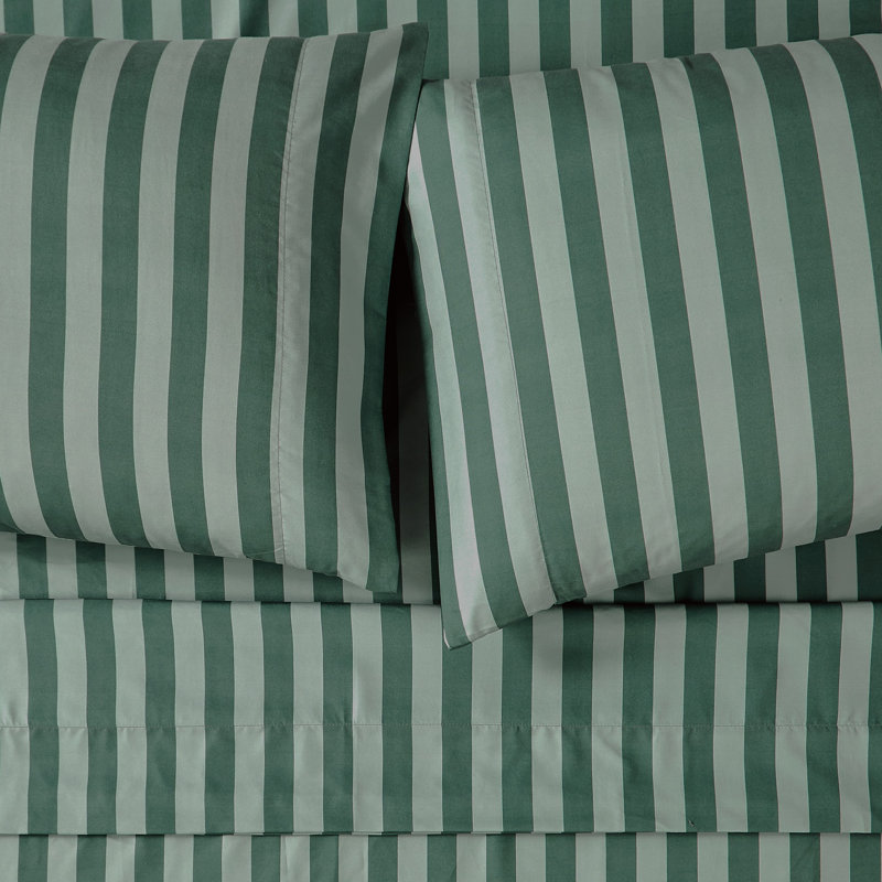 Truly Soft Weston Stripe Sheet Sets, King Sheet Set with 2 Pillowcases, Green