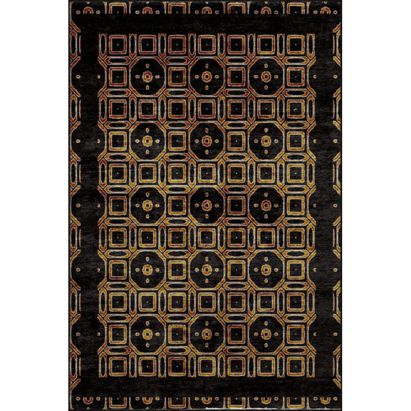 Tapis décoratif moderne à motif de nœuds lavables noir, Sous-tapis rectangulaire 3 pi 11 po x 5 pi 11 po i