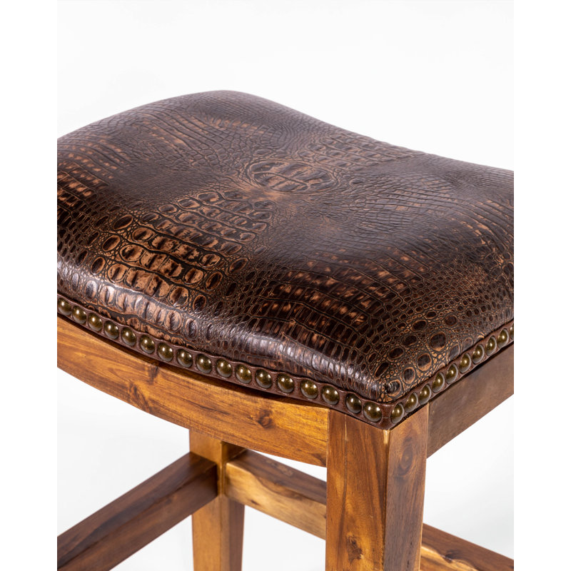 Genson Bar Stool, Bar Stool (30" Seat Height), Saddle Brown Croc