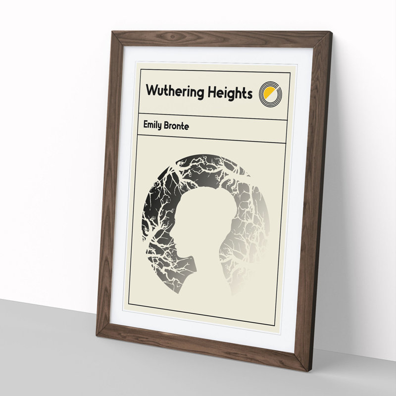 Book Cover Wuthering Heights Emily Bronte - Picture Frame Graphic Art, 36cm H x 27cm W x 2cm D, Walnut
