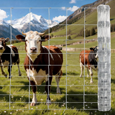 Clôture de ferme robuste de 5 pi x 164 pi, clôture en métal galvanisé pour chèvres, bovins et cerfs