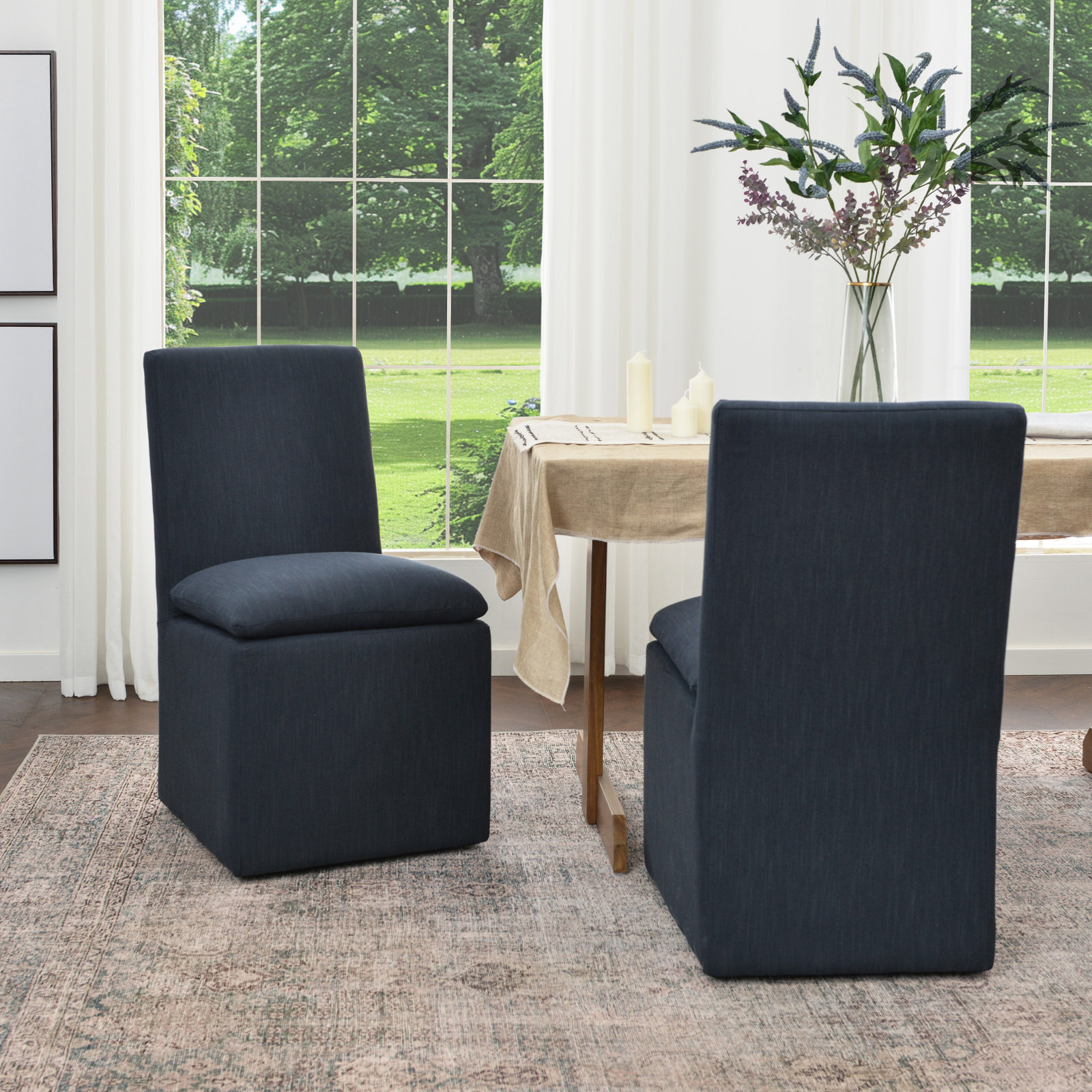 Keaton Linen Dining Chair, Indigo