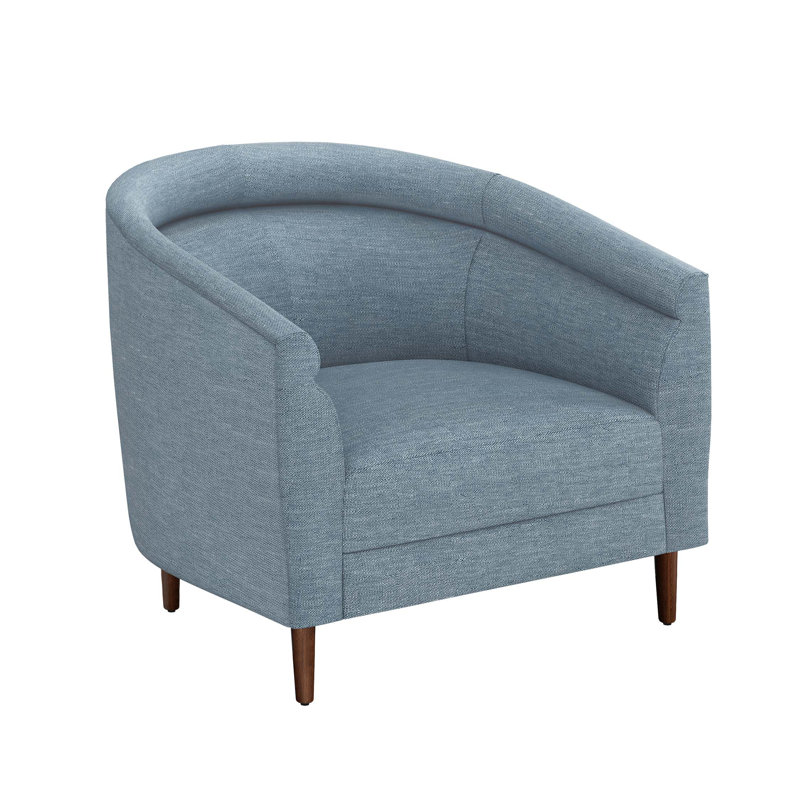 Capri Upholstered Barrel Chair, Walnut, Surf Polyester Twill