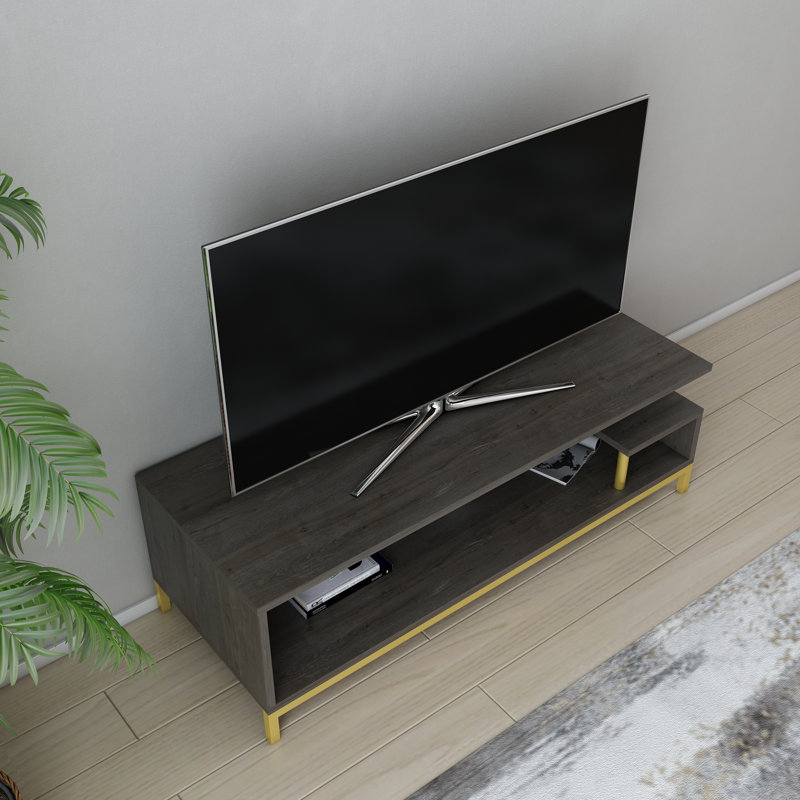 Reily TV Stand for TVs up to 50", Gold/Dark Oak