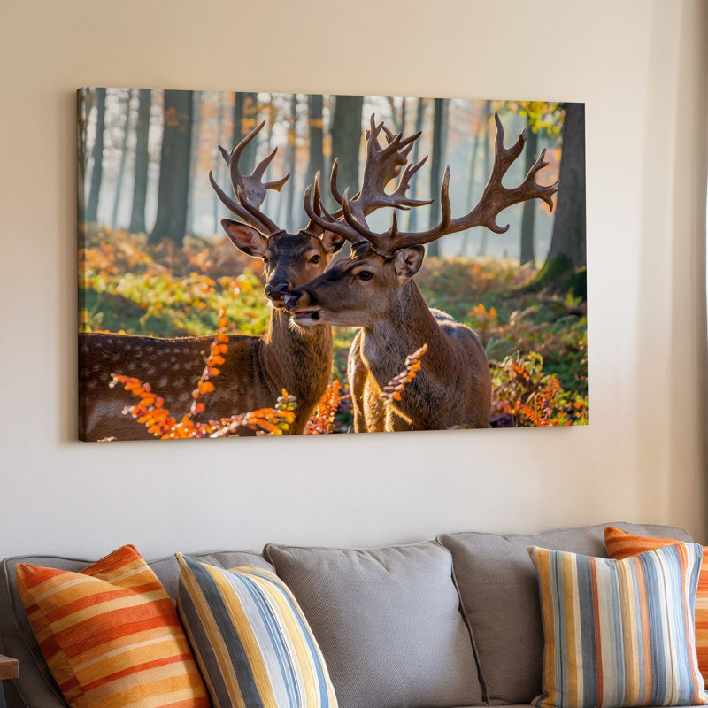Reproduction d'art sur toile, "Une scène sereine dans la forêt à l'heure d'or", H 30 po x l 30 po