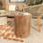 Magnesium Oxide Block Outdoor Accent Table with Natural Textured Wood Grain