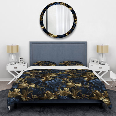 Design Art Cobalt Blue Gilded Frames Victorian Pattern Ii Bedding
