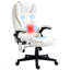 Fauteuil de bureau vibrant blanc crème à 6 points, avec dossier chauffant, dossier haut inclinable, accoudoirs rembourrés et télécommande-1052973573