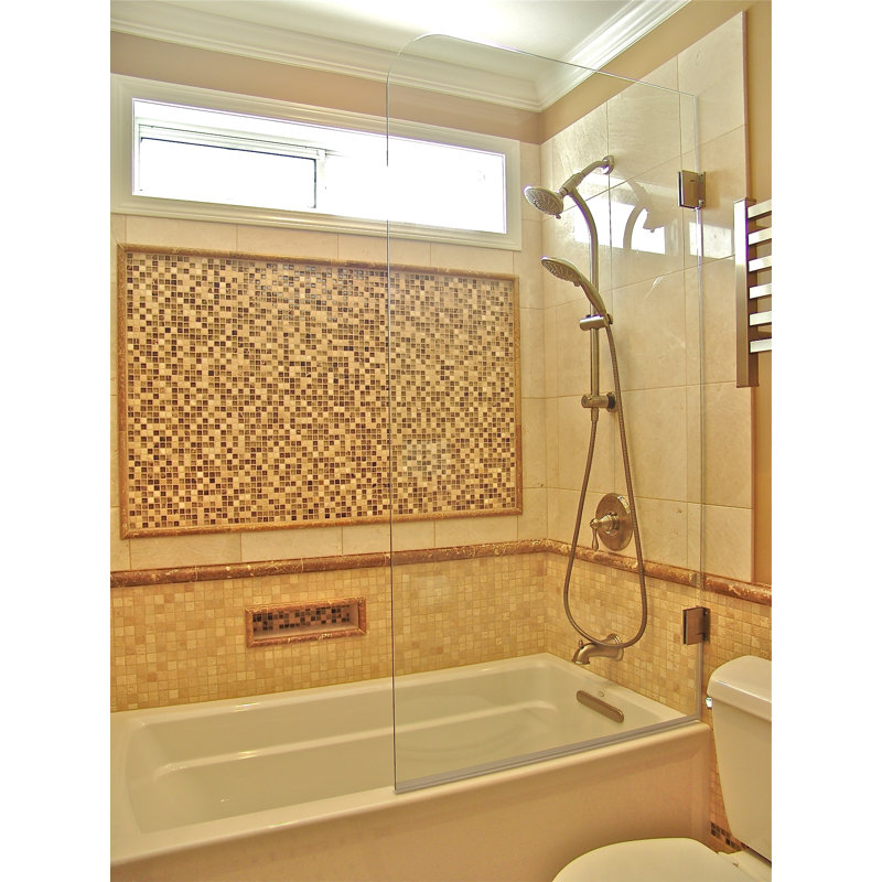 30" x 60" Hinged Frameless Tub Door With Low Iron Glass and ClearShield® Technology, Polished Chrome