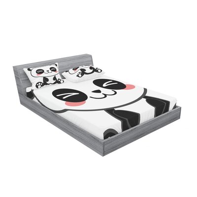 Cartoon Smiling Panda Fun Animal Japanese Manga Kids Teen Sheet Set -  Ambesonne, bswpil_23815_queen